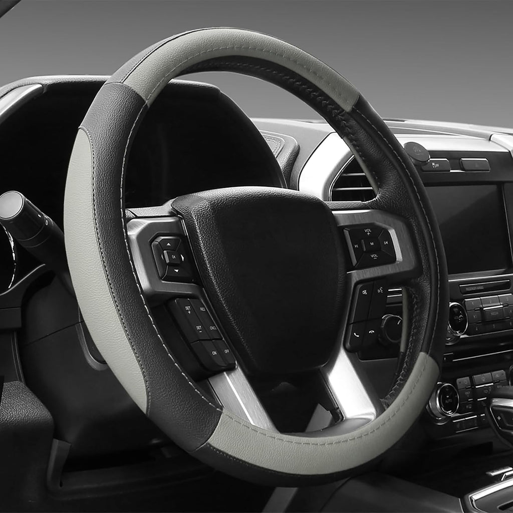 SEG Direct Black Microfiber Leather Auto Car Steering Wheel Cover 15 inch
