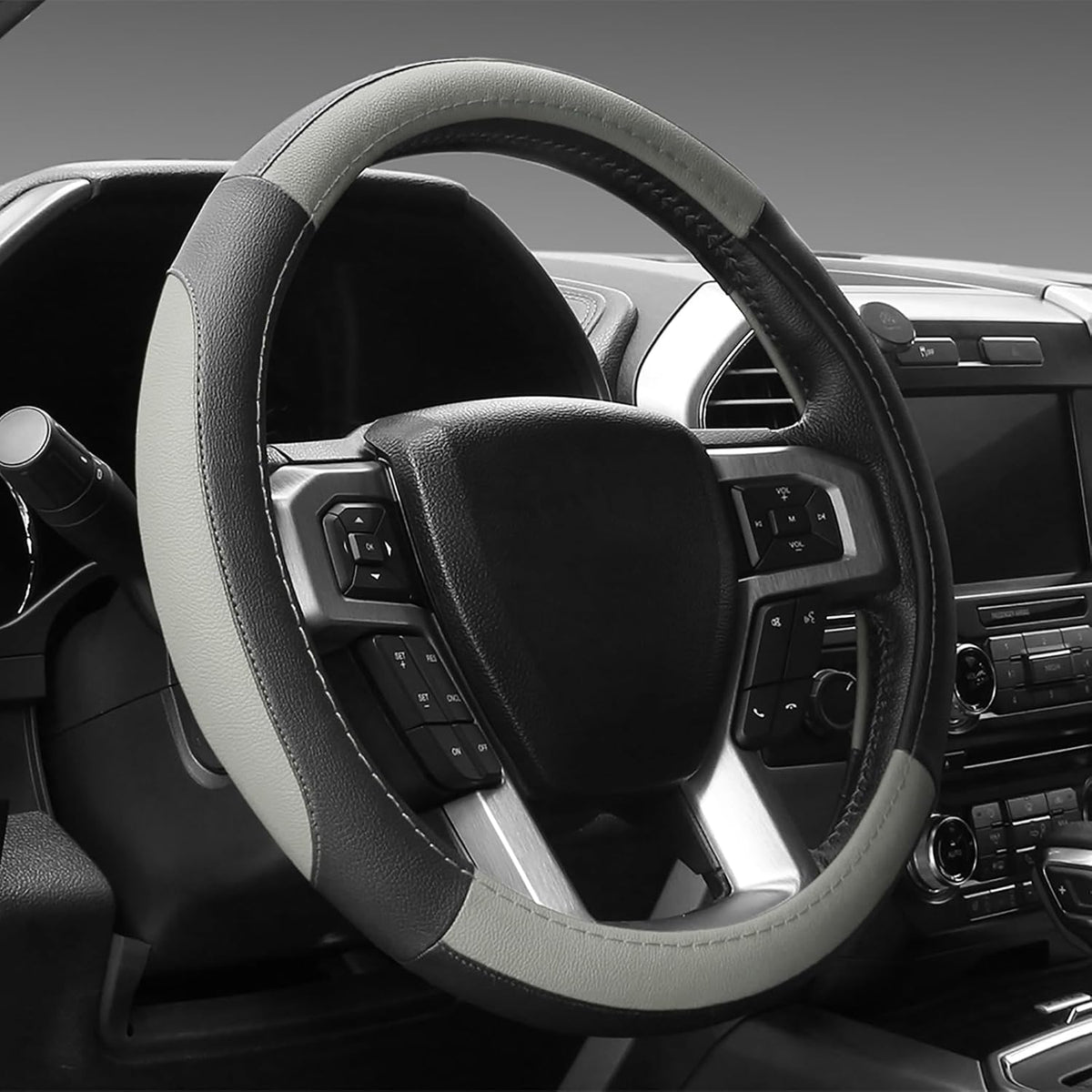 SEG Direct Black Microfiber Leather Auto Car Steering Wheel Cover 15 inch