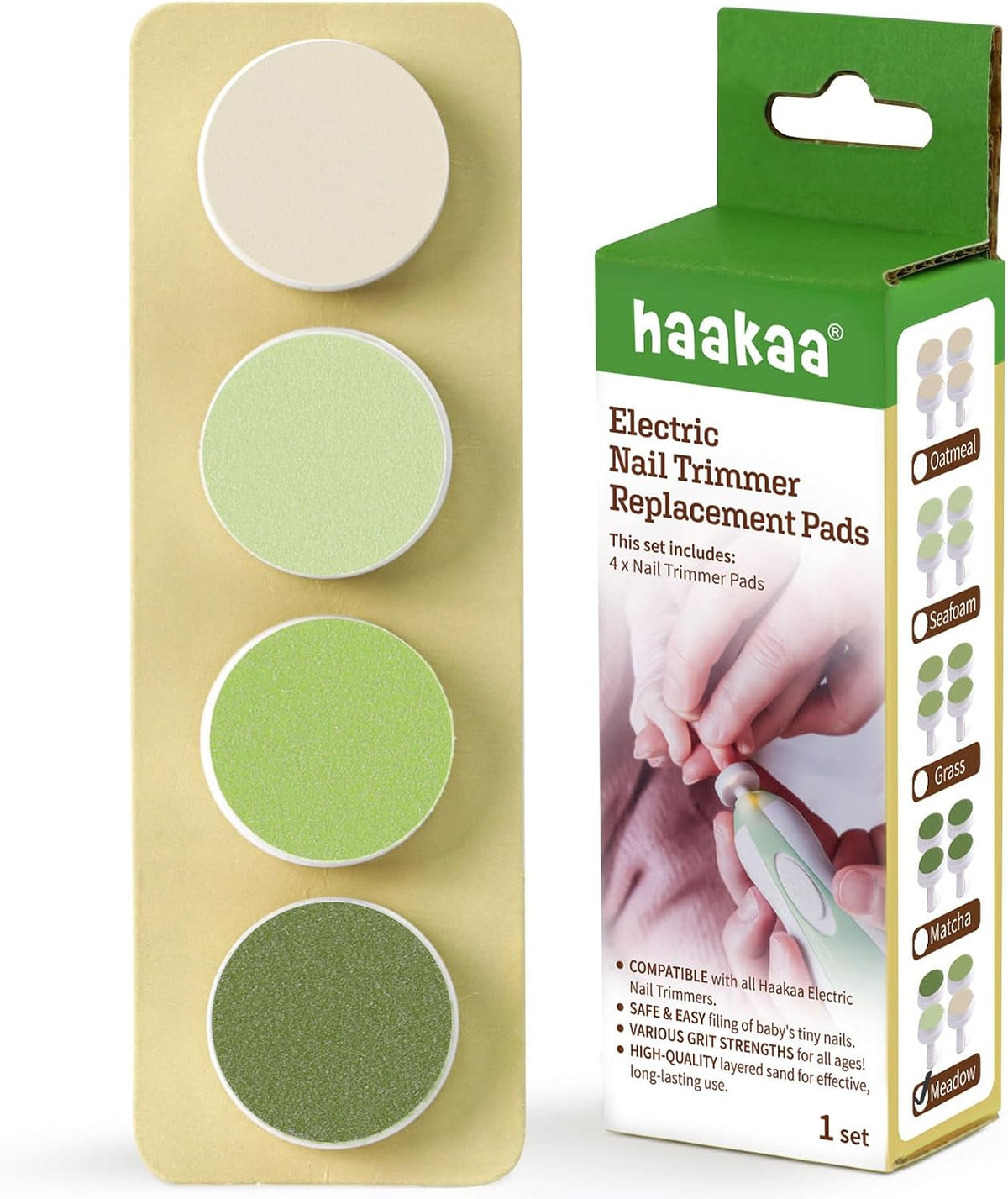 haakaa Electric Nail File Replacement Pads, Suitable for 12+Months, Matcha