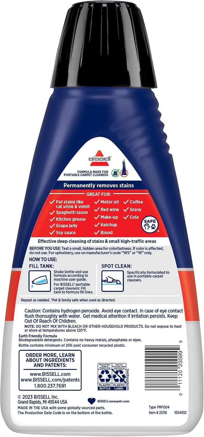 Bissell Professional Spot and Stain + Oxy Portable Machine Formula, 32 oz, Single, 32 Fl Oz