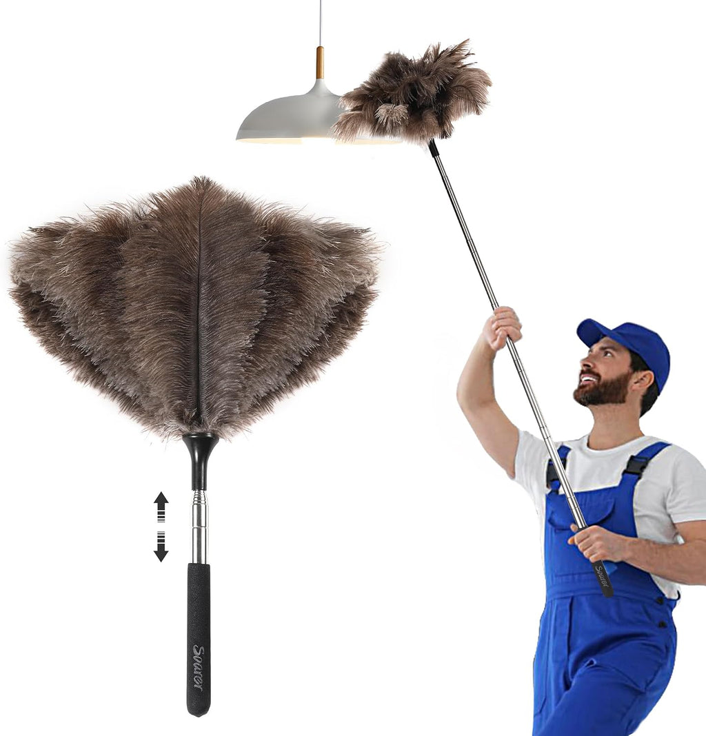 Soarer Extendable Ostrich Feather Duster,40inch,Handle Duster for Cleaning