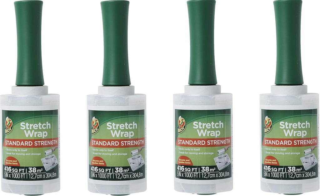 Duck Brand Stretch Wrap Roll, Clear Plastic Wrap for Moving, 5 in x 1000 ft, 1 Pack, White (285849)