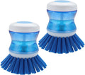 Dish Brush with Soap Dispenser, Stiff Bristles Dish Scrubber for Pots, Pans & Sink Cleaning, 2 Pack