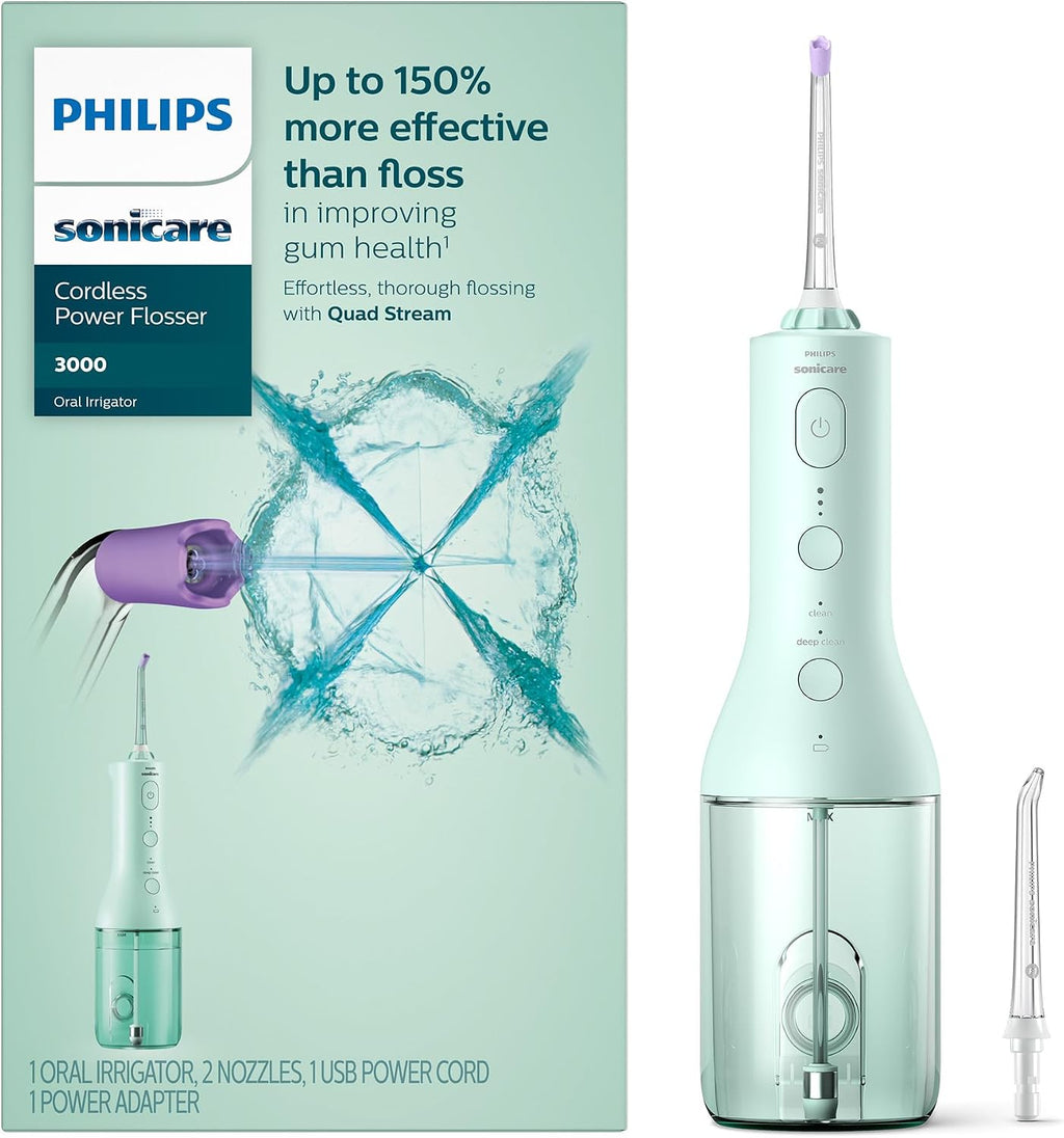 Philips Sonicare Cordless Power Flosser 3000, Water Flosser, 2 Nozzles