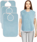 3 Pack Waterproof Premium Terry Adult Bibs for Women Men Seniors Blue