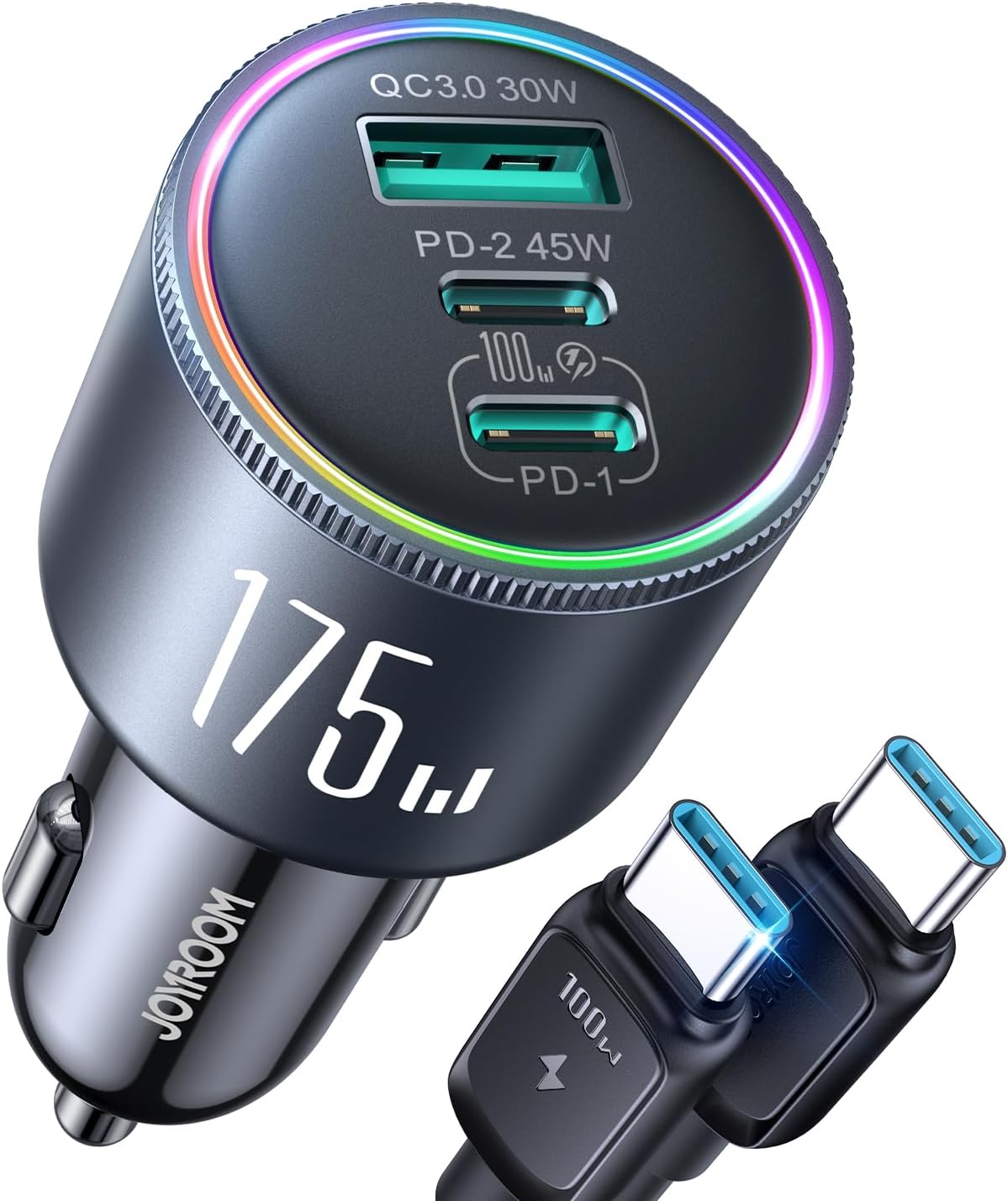 JOYROOM 175W Car Charger USB C Fast Charge, 3-Port Super Fast Car Charger