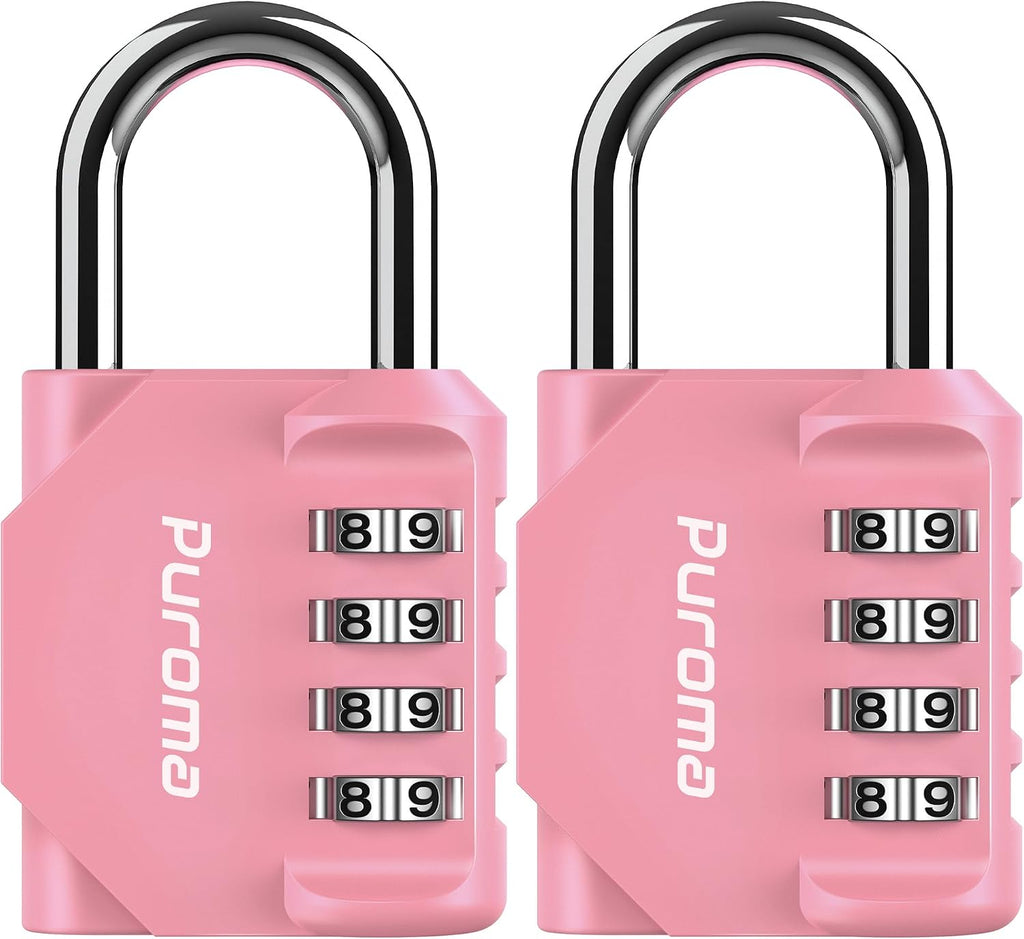 Puroma 2 Pack Combination Lock Locker 4 Digits Combo Padlock Gym Black