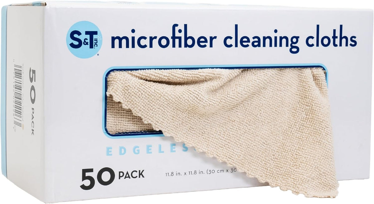 S&T INC. Microfiber Cleaning Cloth, 50 Pack, 11.8" x 11.8", White