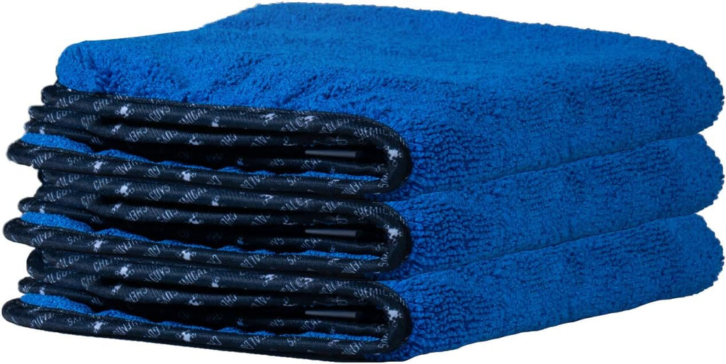 Chemical Guys, Professional Microfiber Towels, 16 x 16 in, Blue, 3 Pack