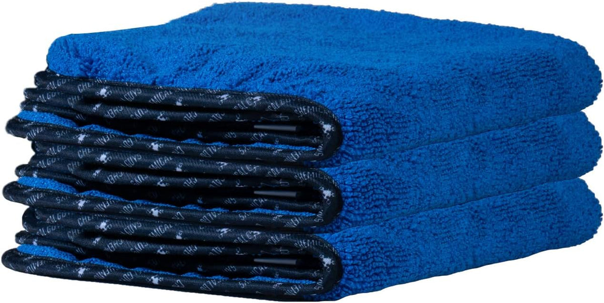 Chemical Guys, Professional Microfiber Towels, 16 x 16 in, Blue, 3 Pack
