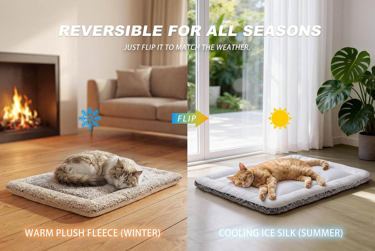 Cooling Mat for Cats, Reversible Self Warming Cat Bed, Gray, 18 x 24 Inches