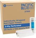 Pacific Blue Select by Georgia-Pacific PRO 2-Ply Perforated Roll Paper Towels, Individually Wrapped, White, 85 Sheets Per Roll, 30 Rolls Per Case, 27385