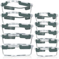 VERONES 10 PACK Glass Meal Prep Containers Set with Lids, Grey