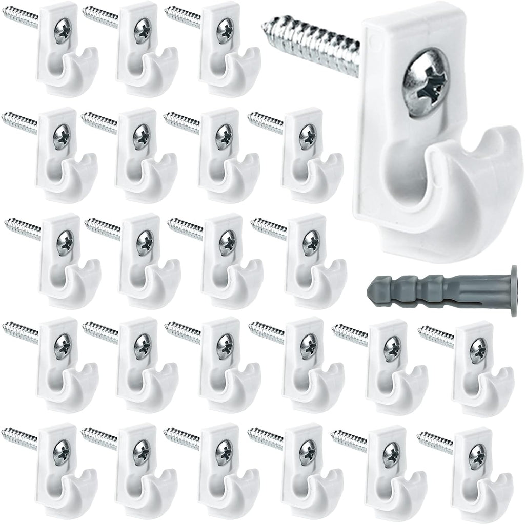 24 Pack Wire Shelf Clips, White Down Wall Clips for Closet Shelves