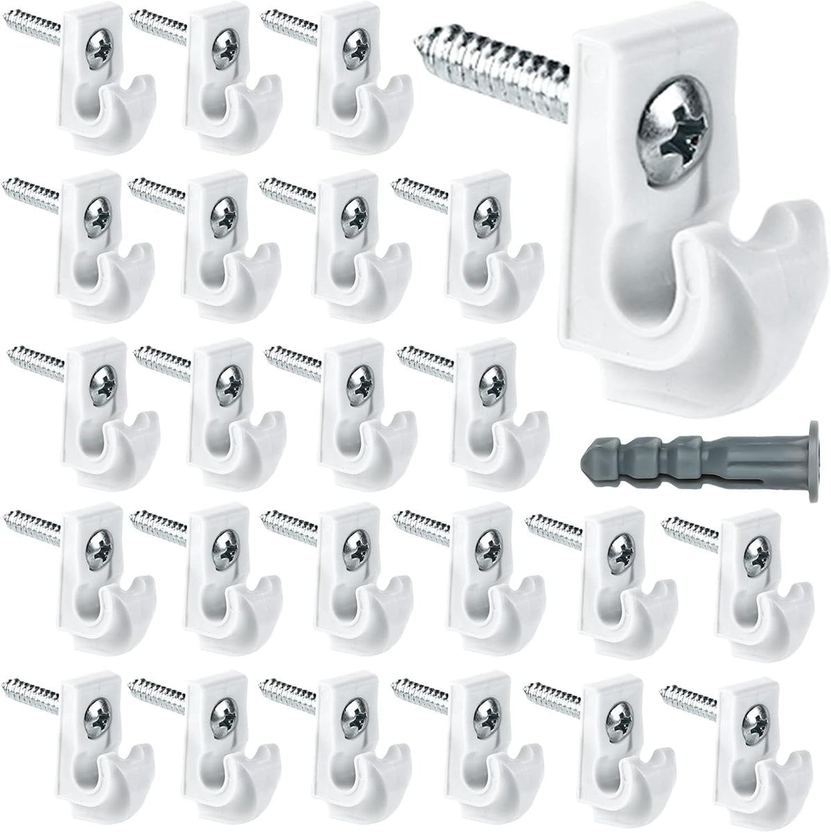 24 Pack Wire Shelf Clips, White Down Wall Clips for Closet Shelves