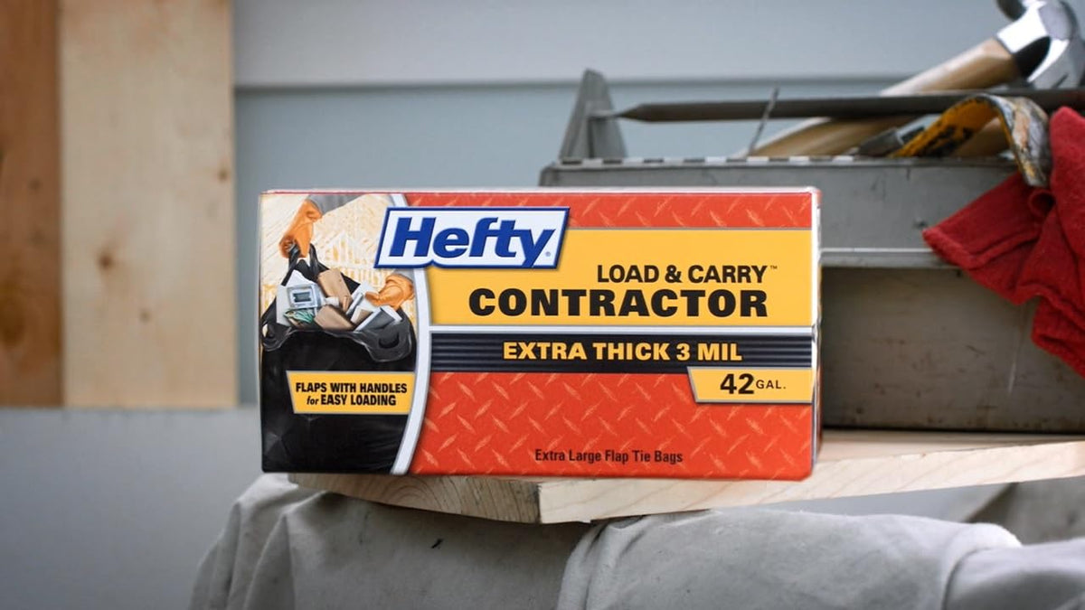 Hefty Load and Carry Contractor 42 Gallon Trash Bags, 3.0 Mil, 26ct