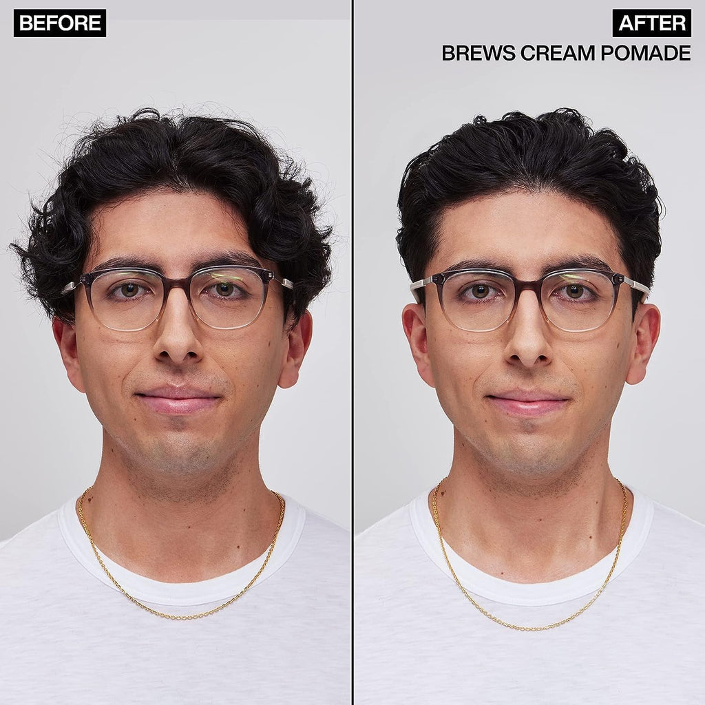 Redken Brews Cream Pomade For Men - Provides Medium Hold With Natural and Smooth Finish With Low Shine, For All Hair Types