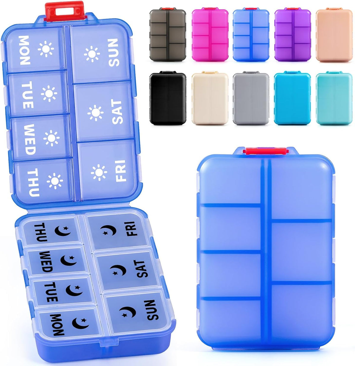 Compact & Foldable Weekly Pill Organizer 2 Times a Day 7 Day AM PM Pill Box