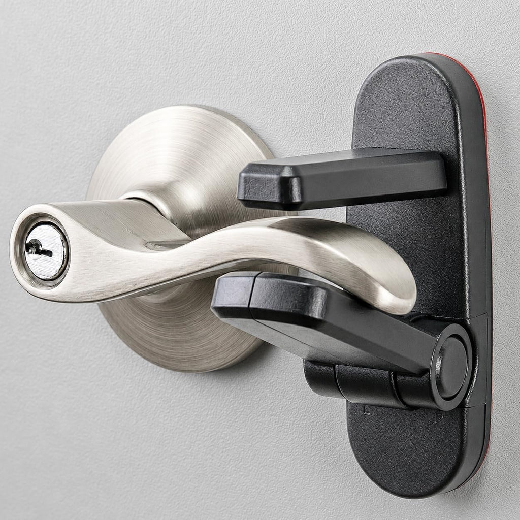 Door Lever Lock (2 Pack) – Prevents Toddlers from Opening Doors – Easy One-Hand Operation for Adults – Durable ABS with 3M Adhesive Backing – No Tools Needed for Install