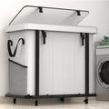 Laundry Hamper with Lid,150L Rolling Laundry Basket with Wheels,Grey