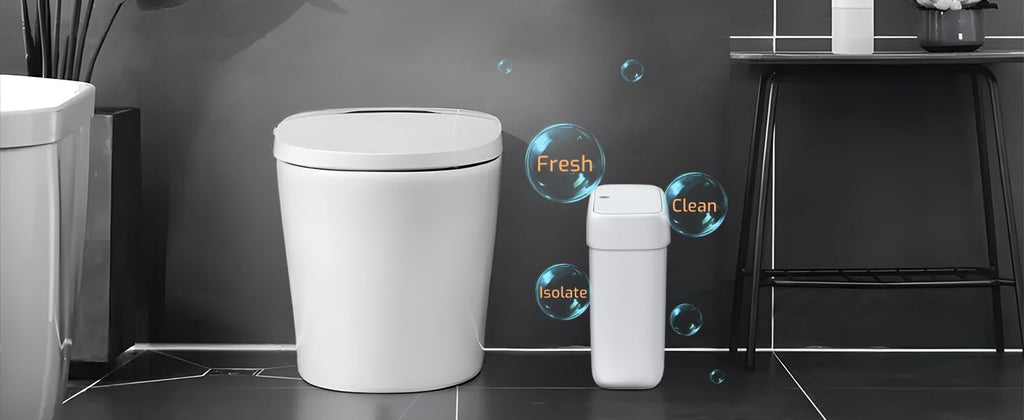 Small Bathroom Trash Can with Lid, 2.6 Gallon Garbage Can with Pop-Up Lid