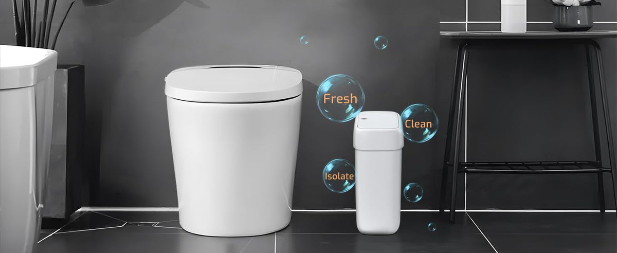 Small Bathroom Trash Can with Lid, 2.6 Gallon Garbage Can with Pop-Up Lid