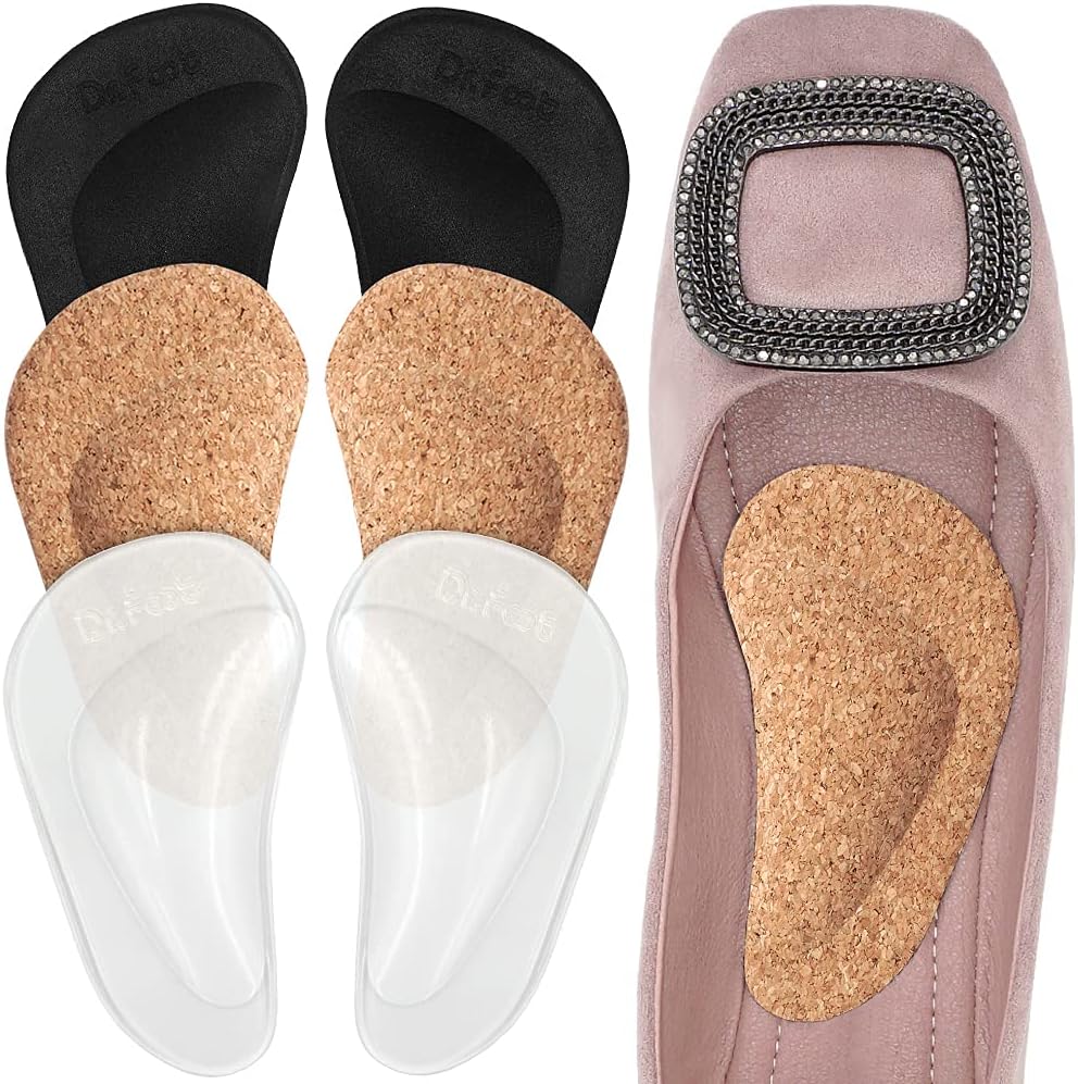 Dr. Foot's Arch Support Shoe Insoles for Flat Feet, Gel Arch Inserts for Plantar Fasciitis, Adhesive Arch Pad for Relieve Pressure and Feet Pain- 3 Pairs (Clear, 3 Count (Pack of 1))