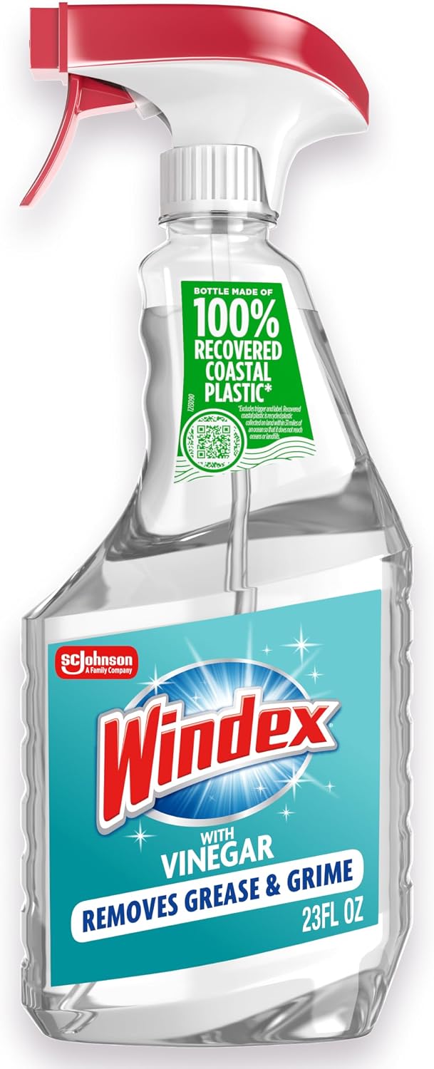 Windex Vinegar Glass and Window Cleaner, Removes Grease and Grime, 23 oz