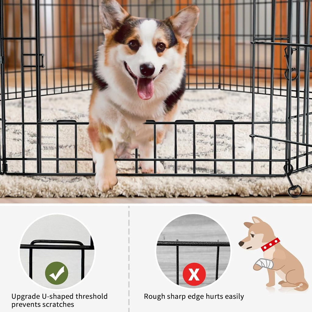 PETIME Foldable Metal Dog Exercise Pen/Pet Puppy Playpen Kennels Yard Fence Indoor/Outdoor 8 Panel 24" W x 24" H with Bottom Pad (with Bottom pad, 8 Panels 24" H)