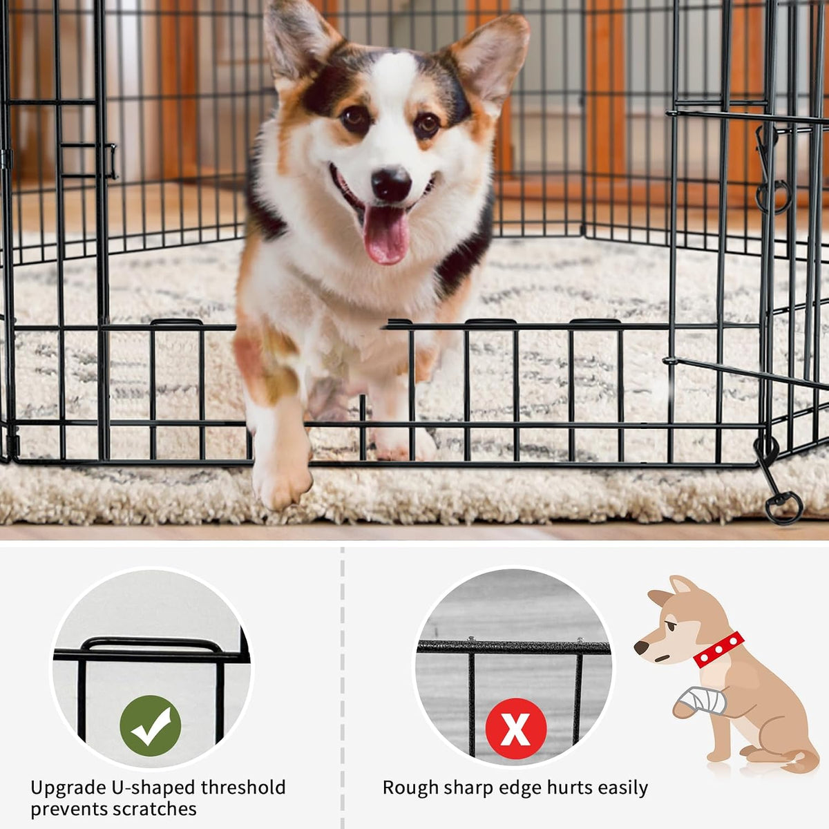 PETIME Foldable Metal Dog Exercise Pen/Pet Puppy Playpen Kennels Yard Fence Indoor/Outdoor 8 Panel 24" W x 24" H with Bottom Pad (with Bottom pad, 8 Panels 24" H)