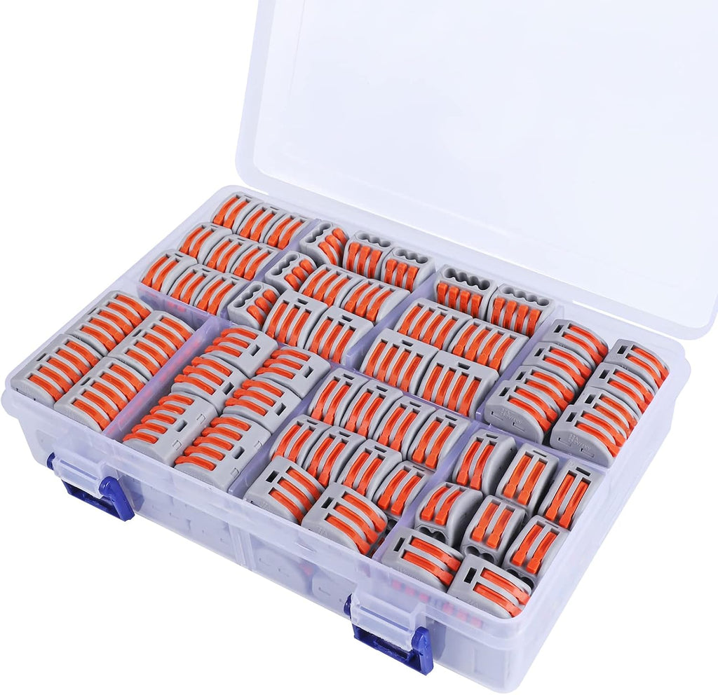 50 PCS Lever Wire Electrical Connectors Nuts Assortment Kit with 28-12 AWG, Multiple Stud2/3/5 Conductor Combination Compact, Electrical Insulated Terminals, Quick Disconnect Splicing