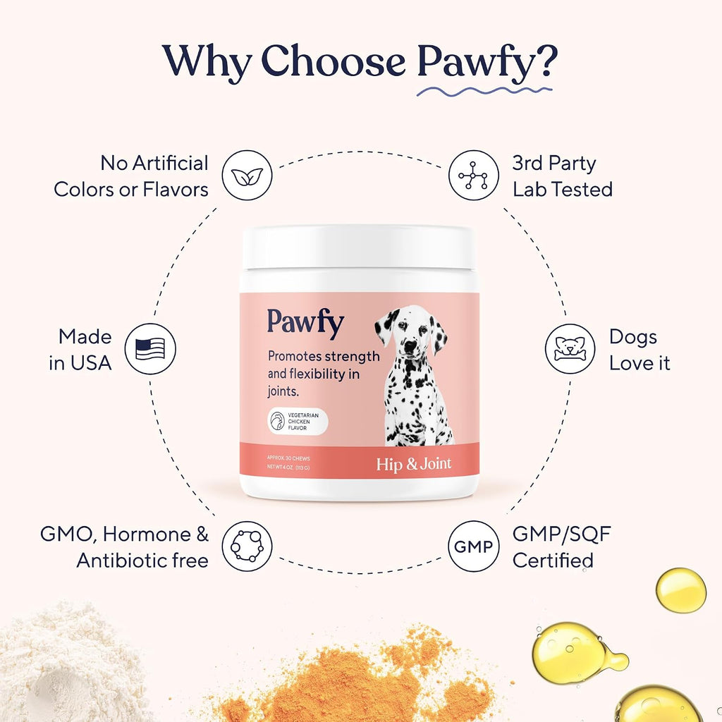 Pawfy Hip & Joint Supplement for Dogs - Glucosamine Chondroitin & MSM