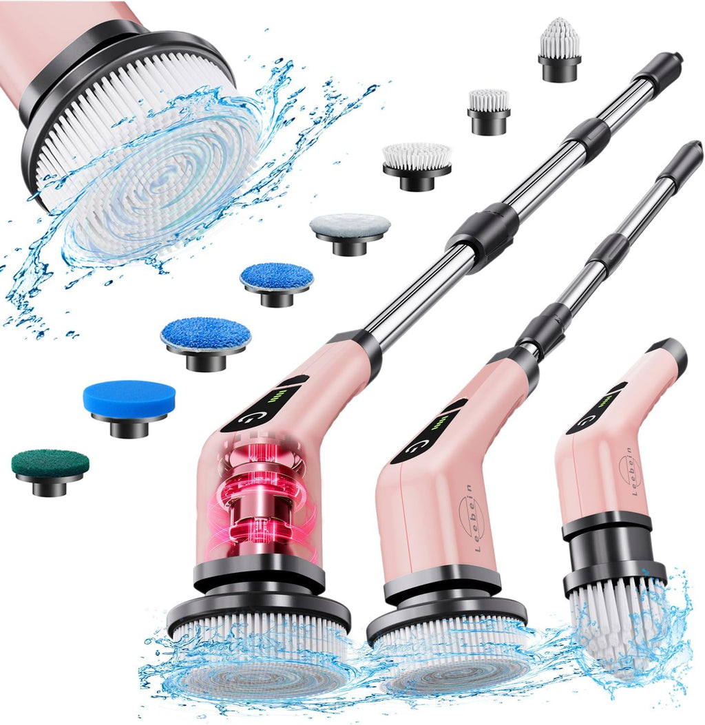 Electric Spin Scrubber, Bathroom Shower Cleaning Brush with Long Handle