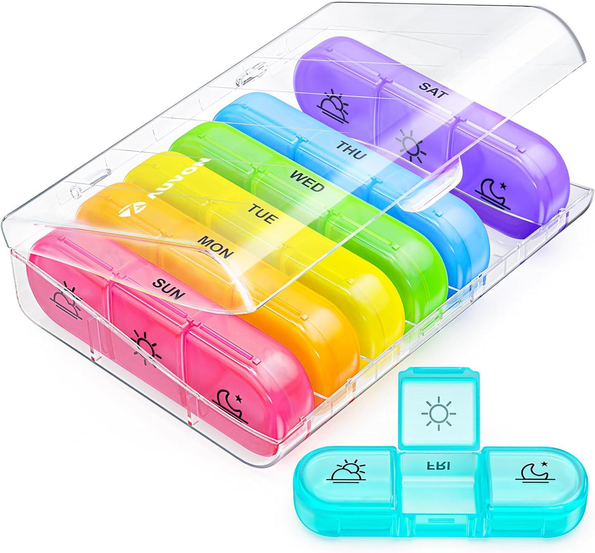 AUVON Weekly Pill Organizer 3 Times a Day, Color-Coded for Easy Tracking