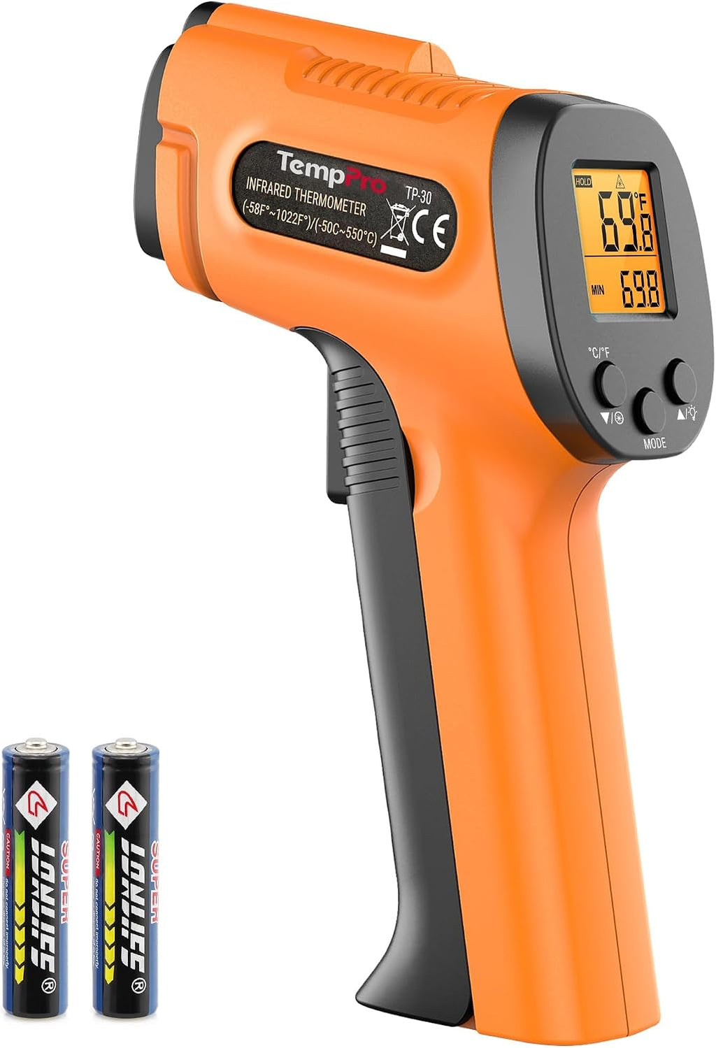 TempPro TempScan Infrared Thermometer Gun for Pizza Oven Griddle HVAC