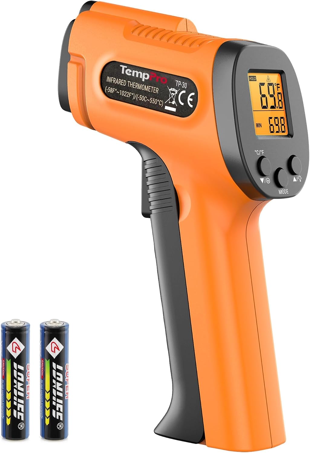TempPro TempScan Infrared Thermometer Gun for Pizza Oven Griddle HVAC