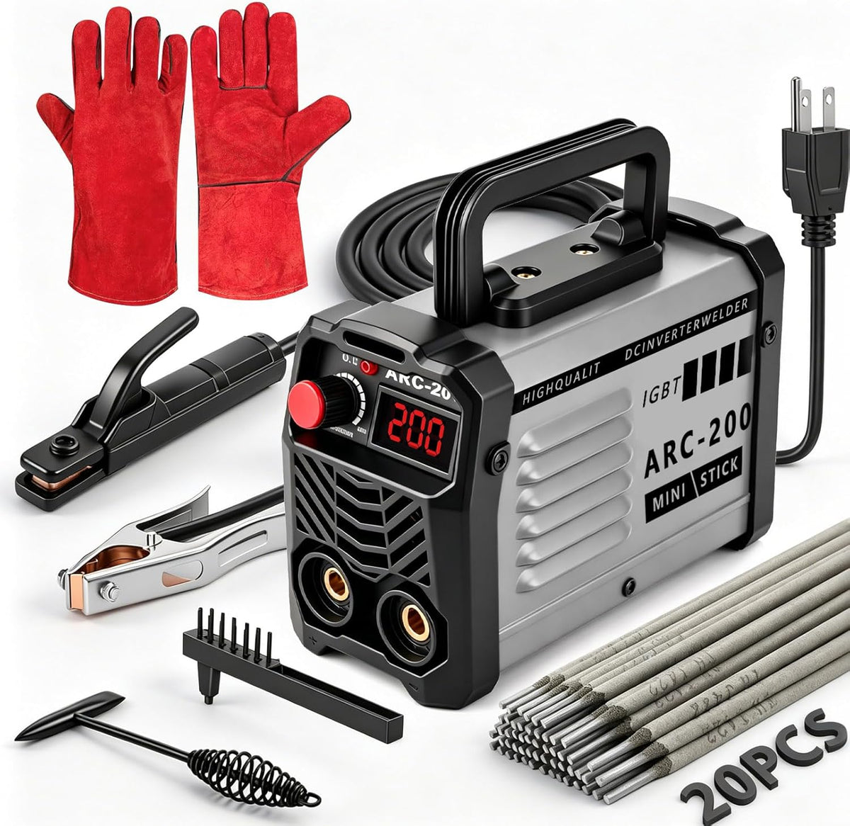 Hpoouo 200Amp 20PCS Rods Stick Welder, Super MINI Portable Welding Machine