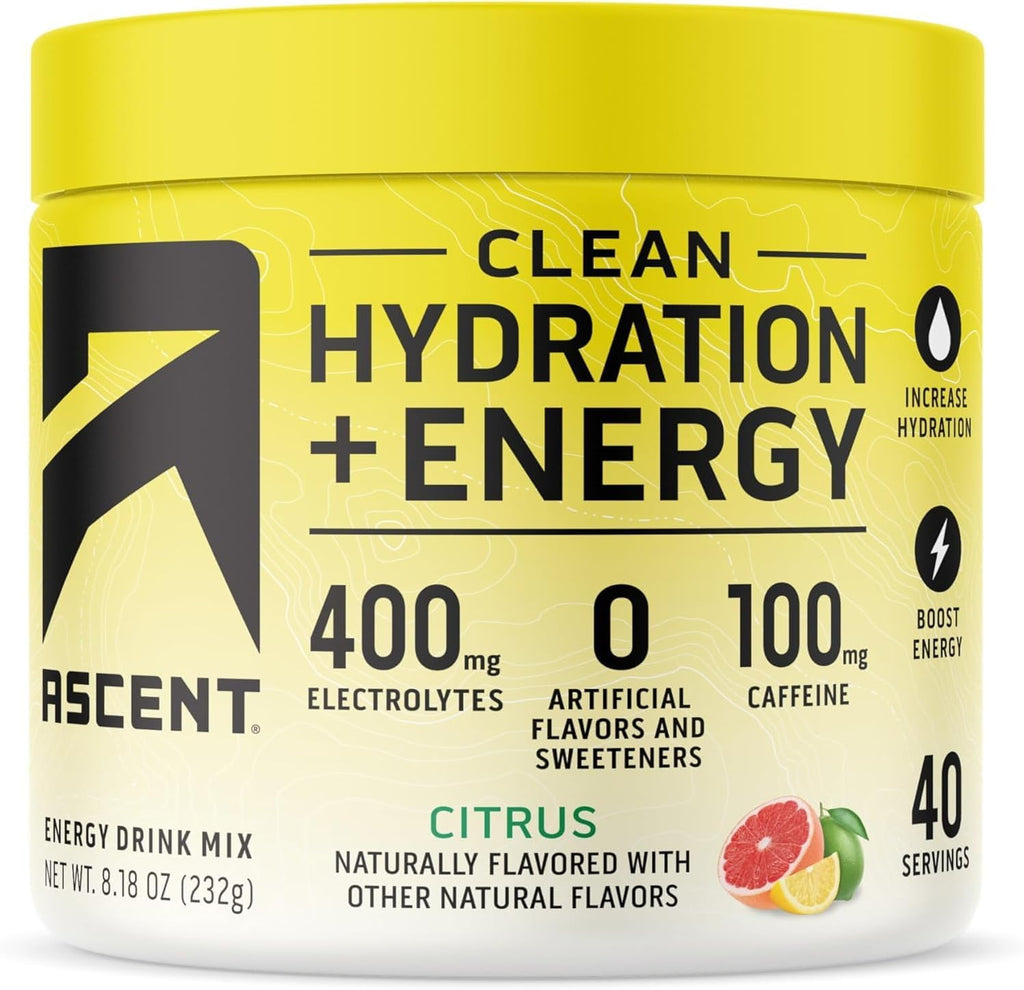 Ascent Hydration + Energy Electrolytes, Raspberry Lemonade, 40 Servings