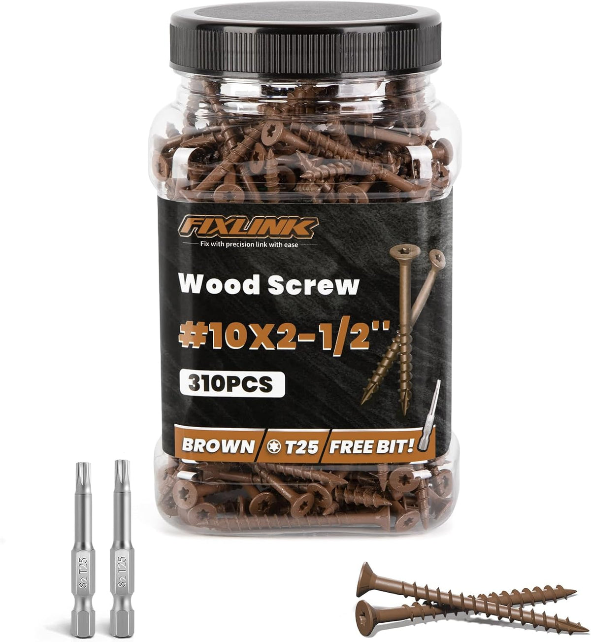 Deck Screws 3 Inch, 310PCS, FIXLINK #10 x 3 Wood Screws, Tan