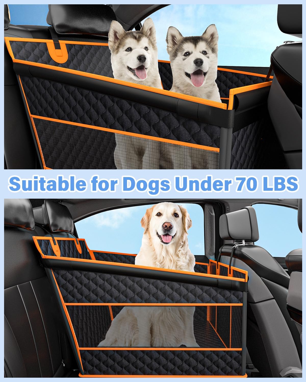 Instraella Dog Car Seat for Large Dogs, Hard Bottom Half Back Seat Extender