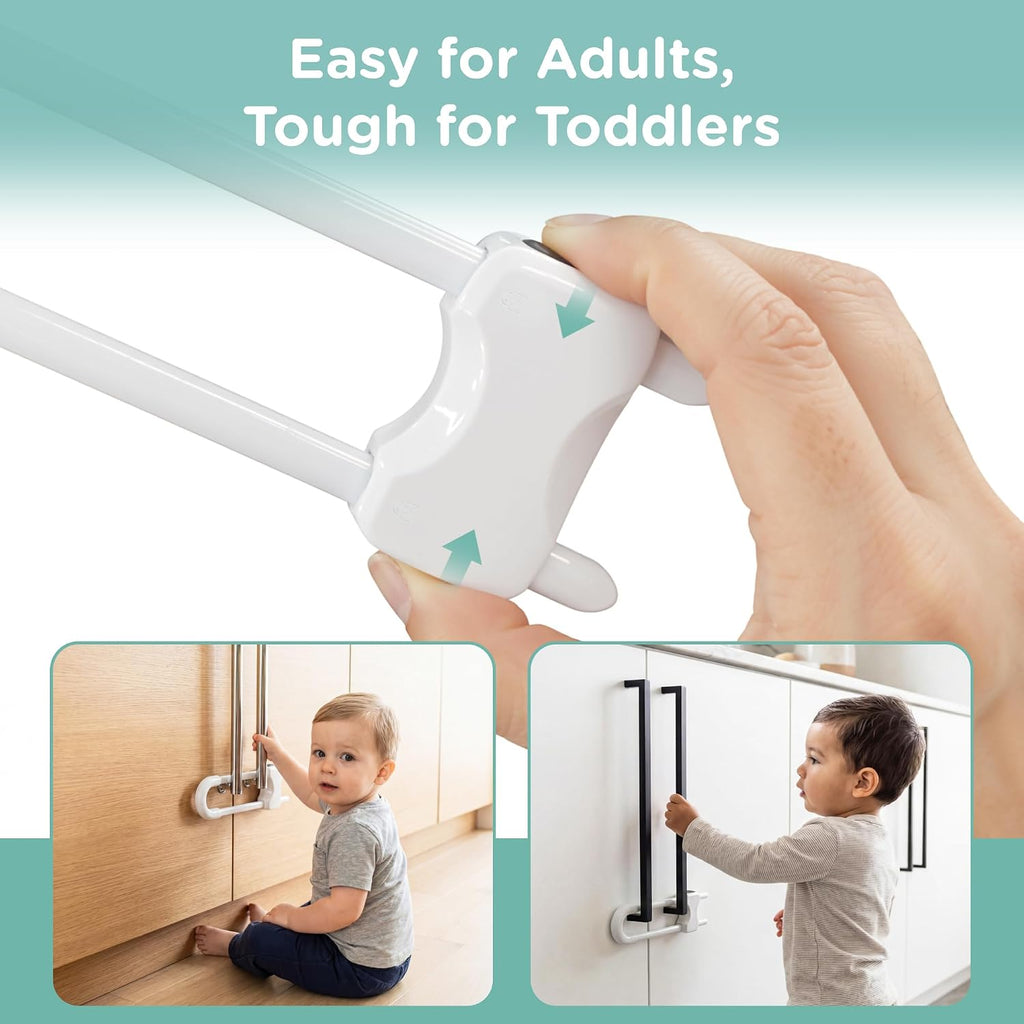 SKYLA HOMES Child Safety Sliding Cabinet Locks, White, 4 Pack, 6 Inch