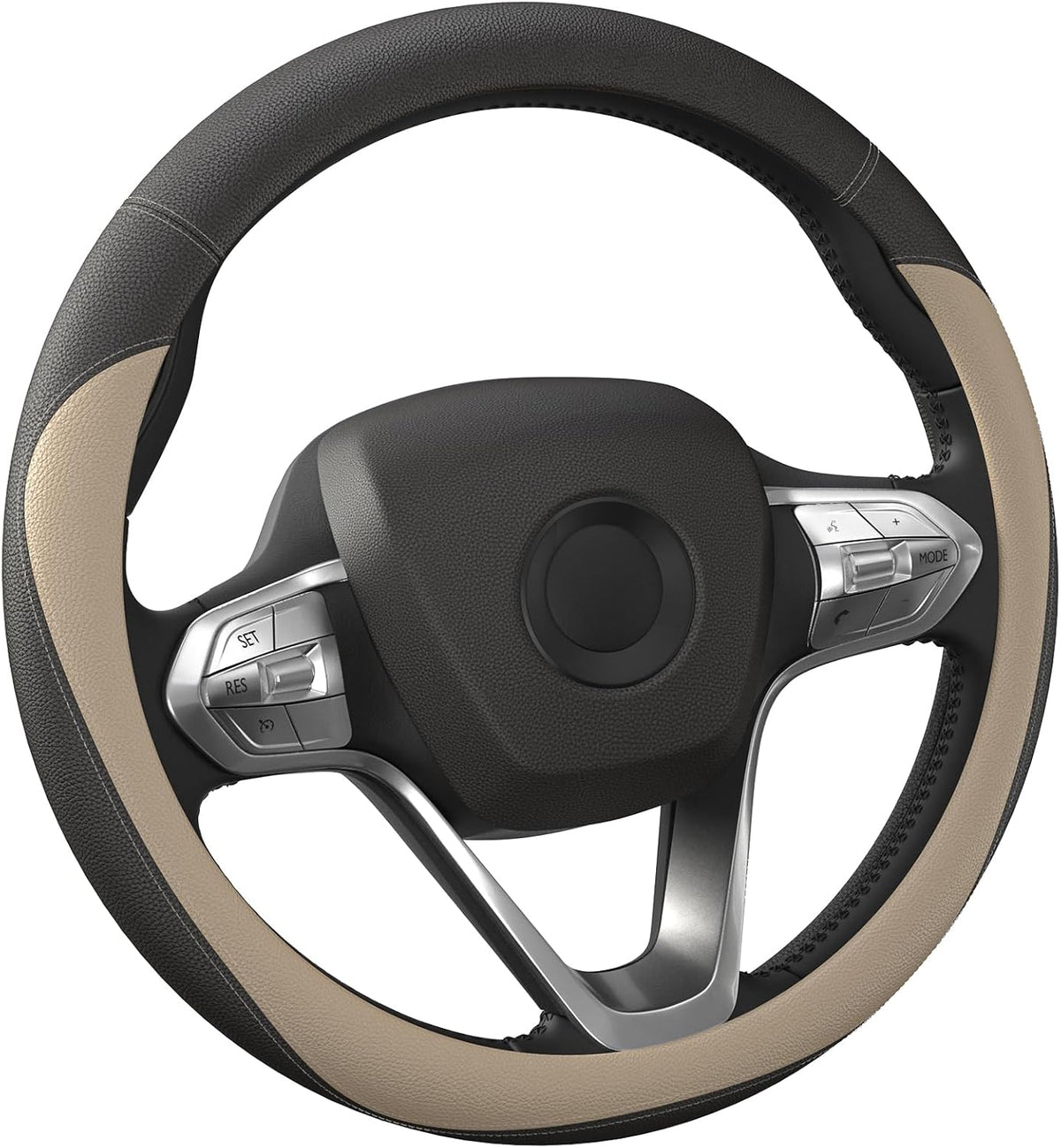 HOTOR Car Leather Steering Wheel Cover, Universal 14.5"-15",Black