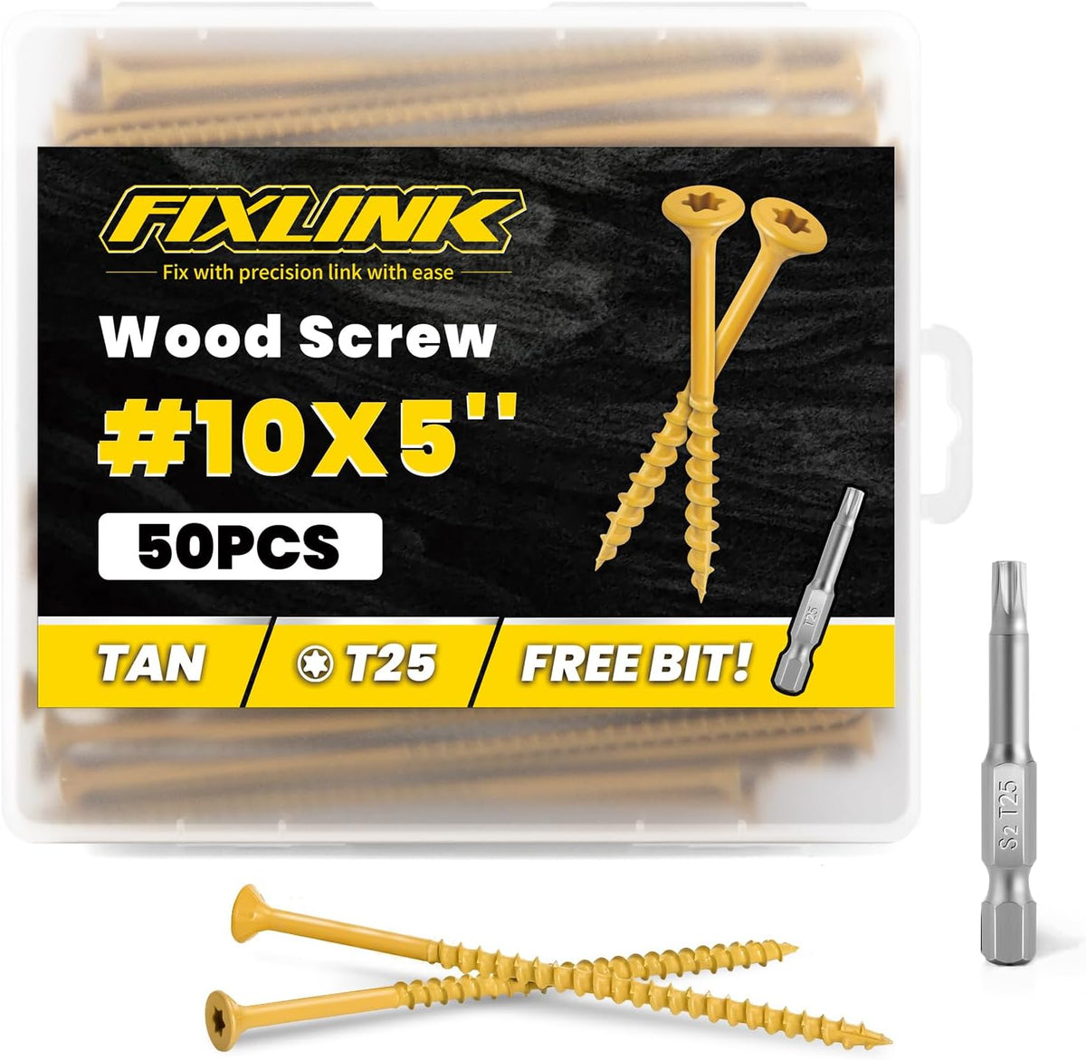 Deck Screws 3 Inch, 310PCS, FIXLINK #10 x 3 Wood Screws, Tan