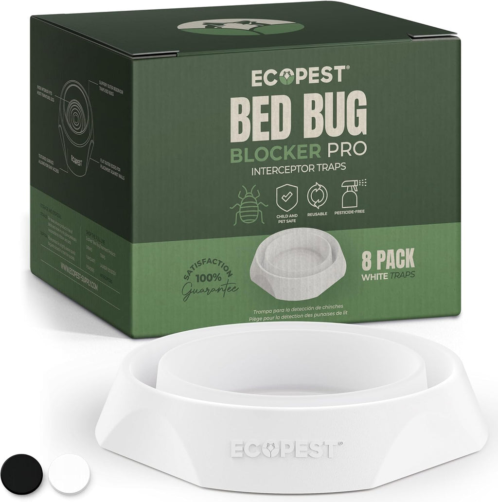 Bed Bug Interceptors – 8 Pack | Bed Bug Blocker (Pro) Interceptor Traps (Black) | Insect Trap, Monitor, and Detector for Bed Legs