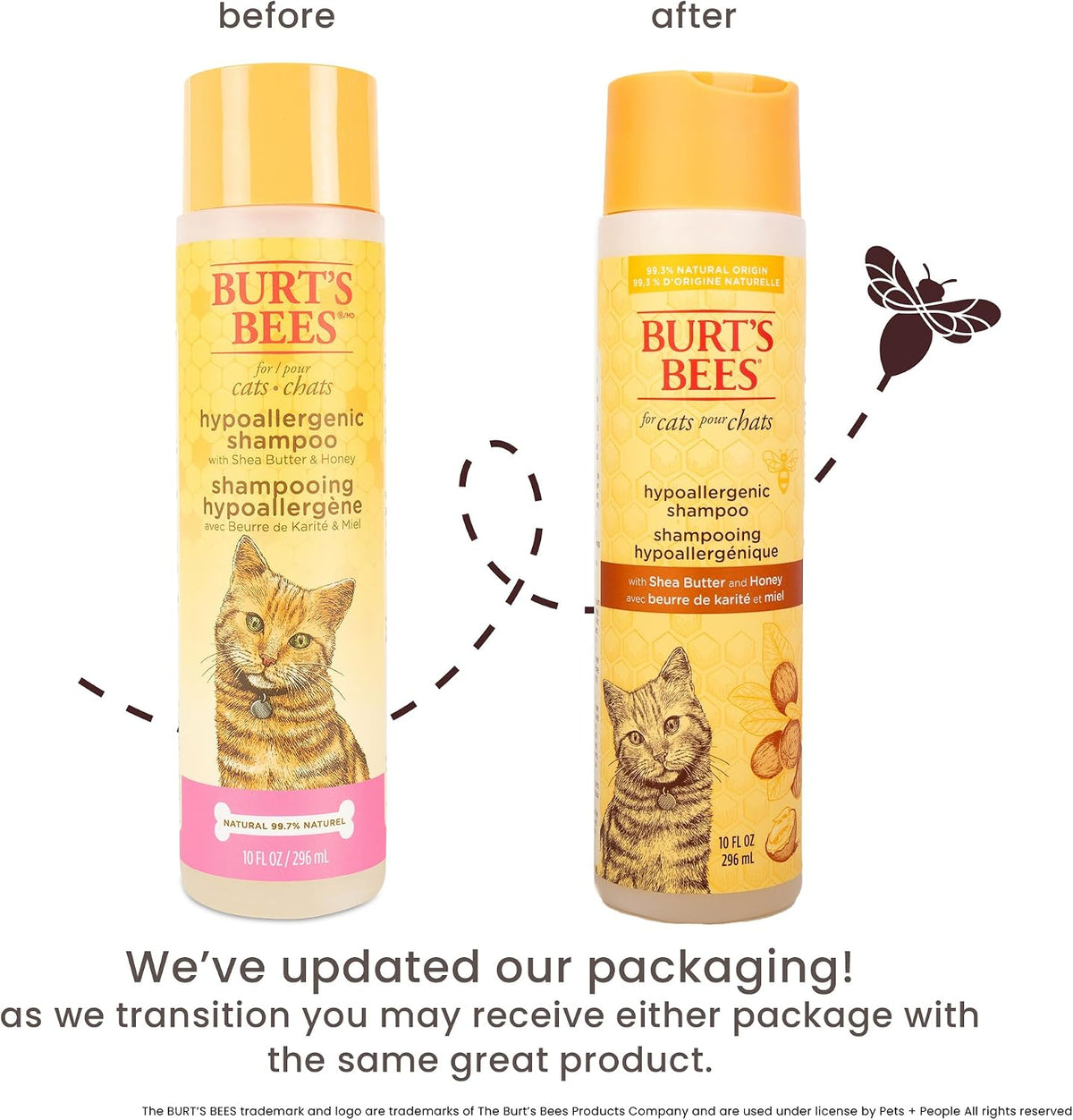 Burts Bees for Pets Hypoallergenic Cat Shampoo, Unscented, 10 Fl Oz