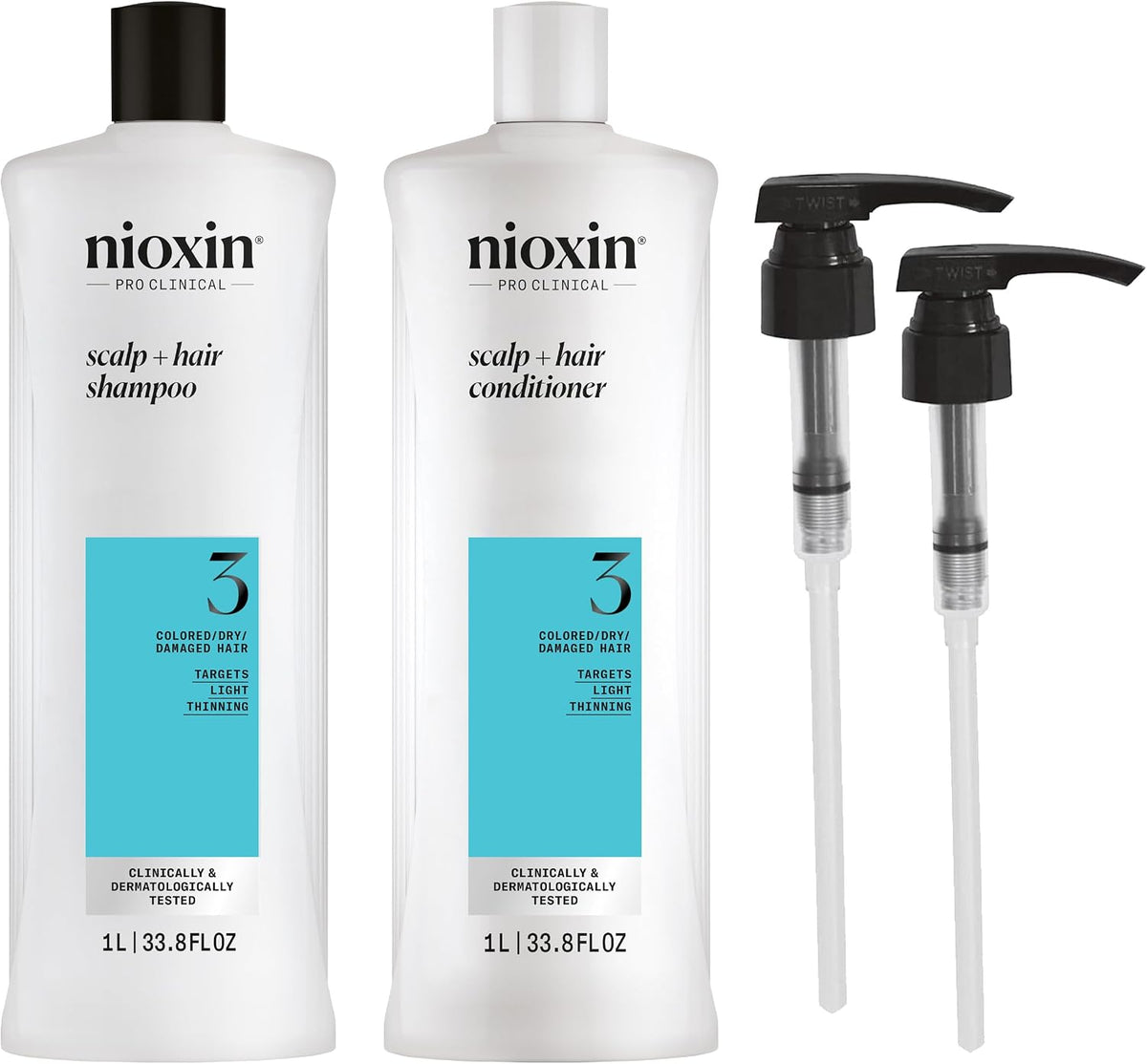 Nioxin Shampoo & Conditioner Liter Duo Sets | Pumps Included | Systems 1-4