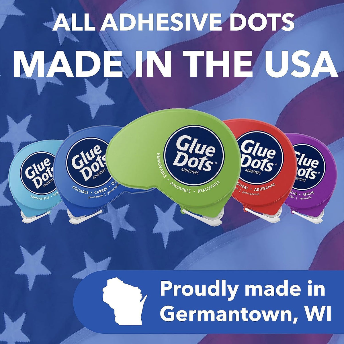Glue Dots Dot N' Go Glue Dot Dispenser Project Pack with 200 Permanent, Poster, and Removable Double-Sided Adhesive Craft Dots Each, 3/8-Inch