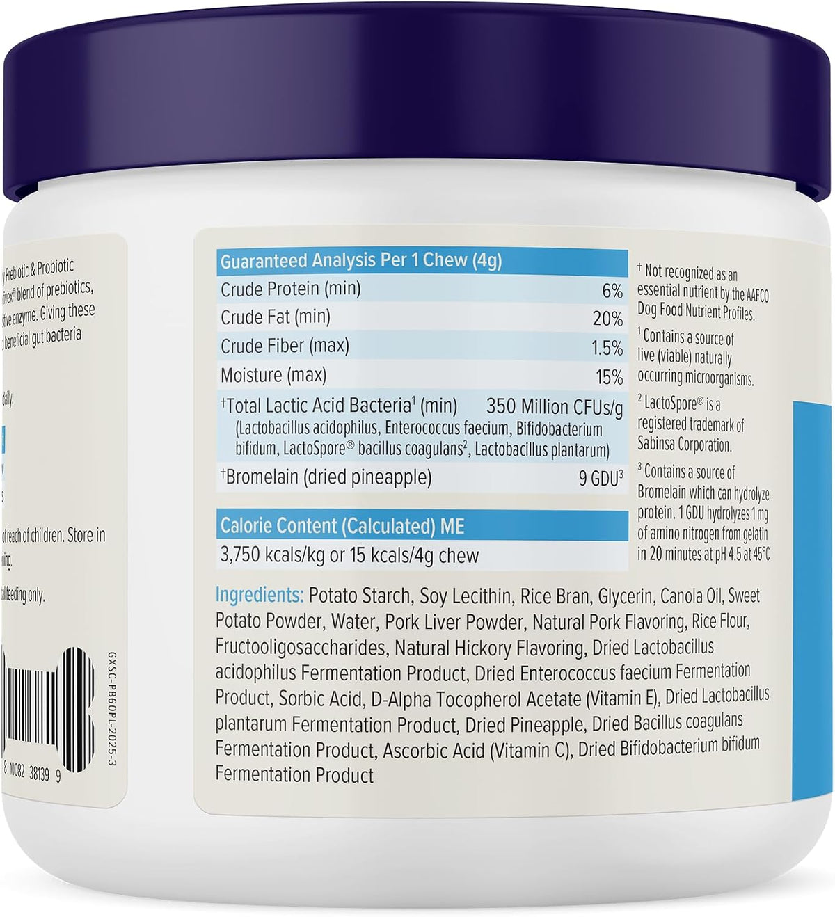 Vetnique Glandex Probiotics for Dogs 60ct Soft Chews, Prebiotics & Enzymes