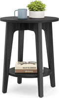 VASAGLE Round Side Table with Lower Shelf, End Table for Small Spaces