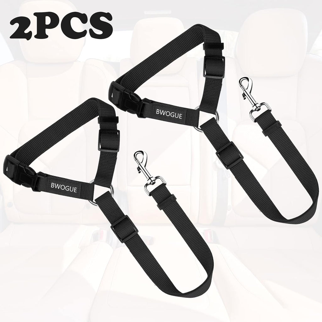 BWOGUE 2 Pack Dog Seat Belt for Car, Headrest Restraint Safety Leads